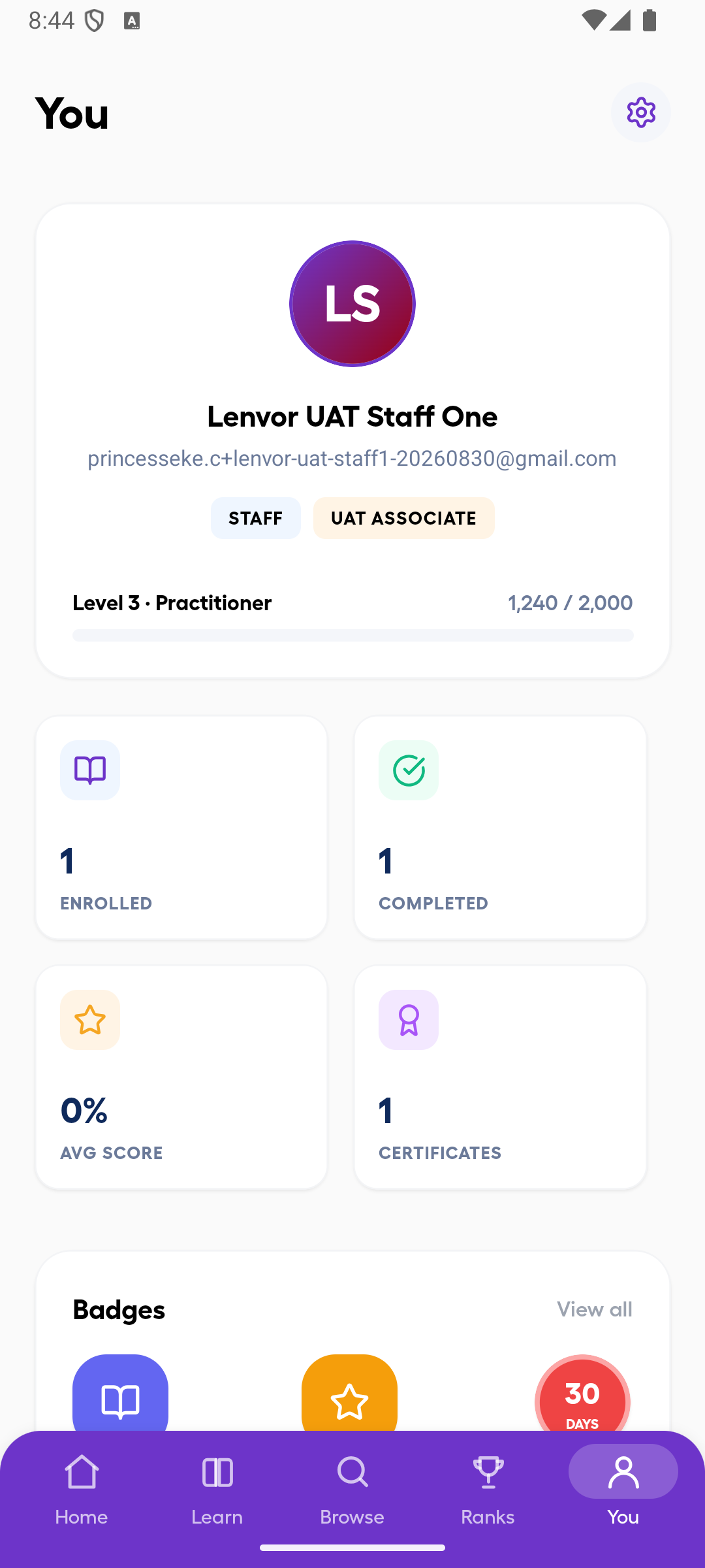 Android learner profile summary