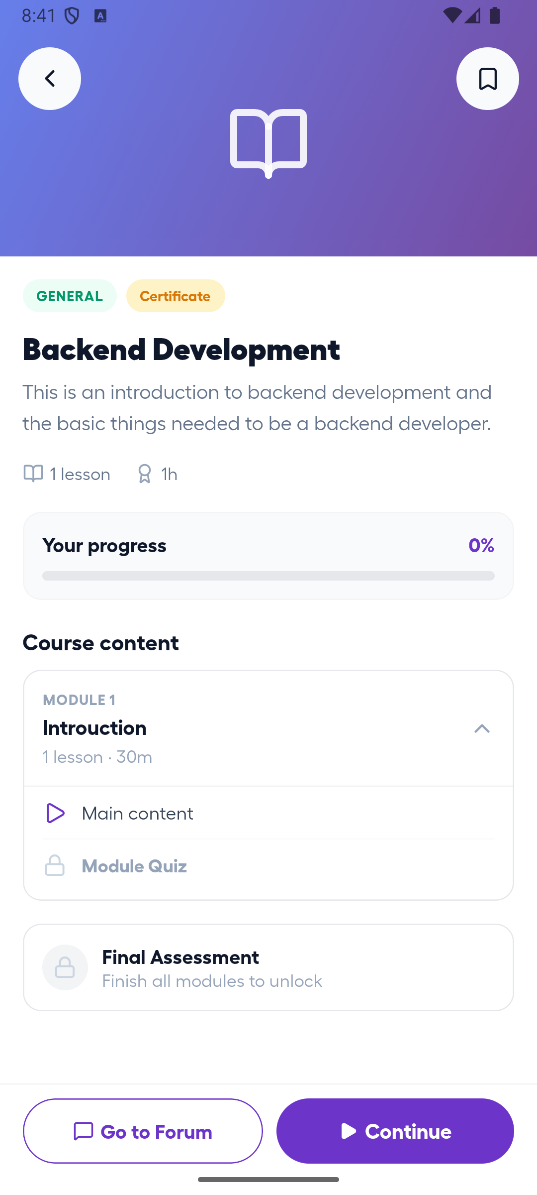 Android Backend Development course detail
