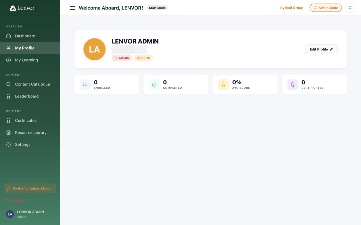Lenvor staff profile with contact details redacted